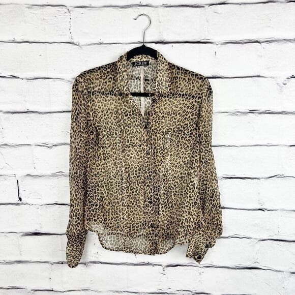 J.Crew Women's Leopard-Print Button-Up Shirt M Multicolor Long Sleeve - Picture 7 of 7